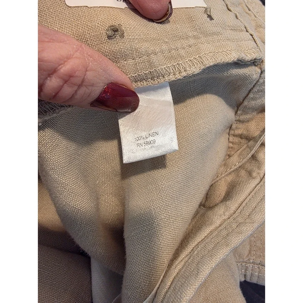 Murano Linen Pants Mens 38x30 Beige‎ Drawstring Button Fly Trousers vacation
